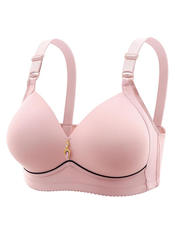 Women's Solid Color Contrast Binding Wireless Push Up Bra, Soft Comfortable Breathable Adjustable Strap Bra, Lingerie for All Seasons, Bras for Women